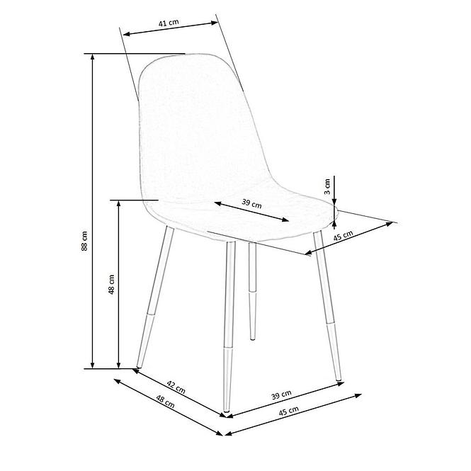 Stolička K379 velvet/kov popol 45x48x88,11