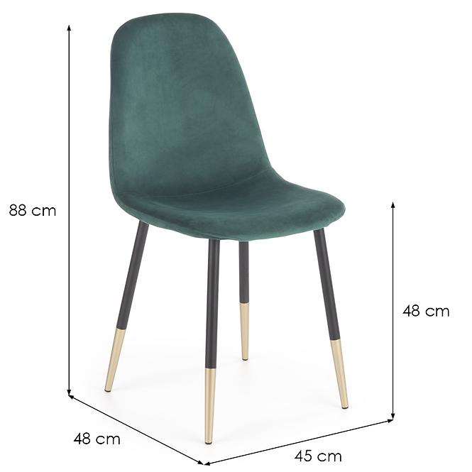Stolička K379 velvet/kov tmavá  zelená 45x48x88