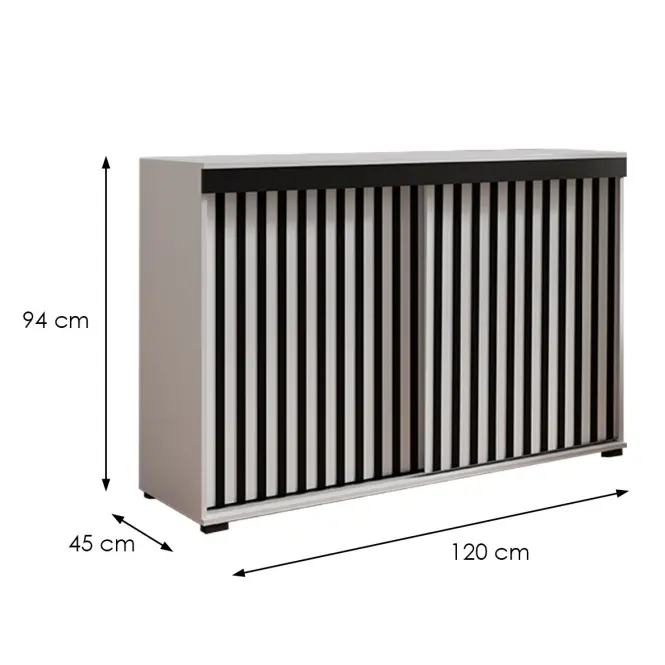 Komoda Malani duplo 120 biela+čierna,2