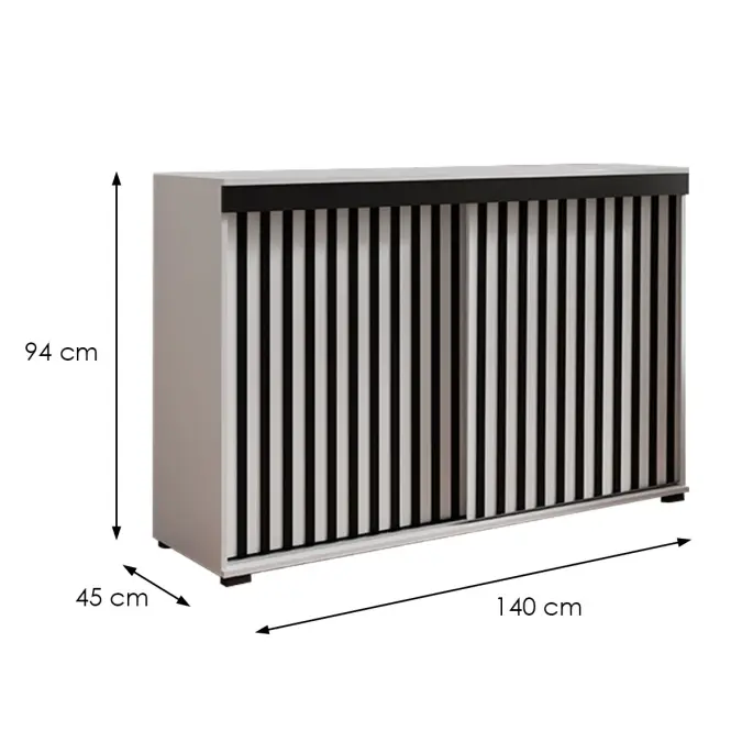 Komoda Malani duplo 140 biela+čierna,2