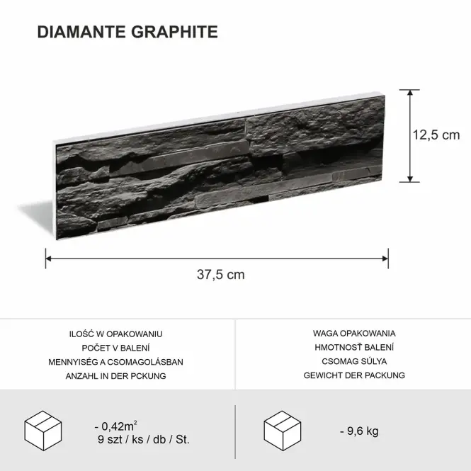 Betónový Obkladový Kameň Elbrus 2 Graphite