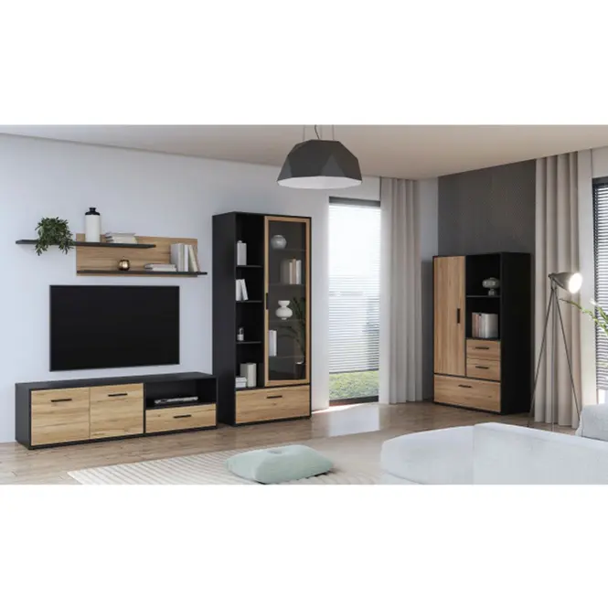 Regál Mokkaro čierna/dub catania