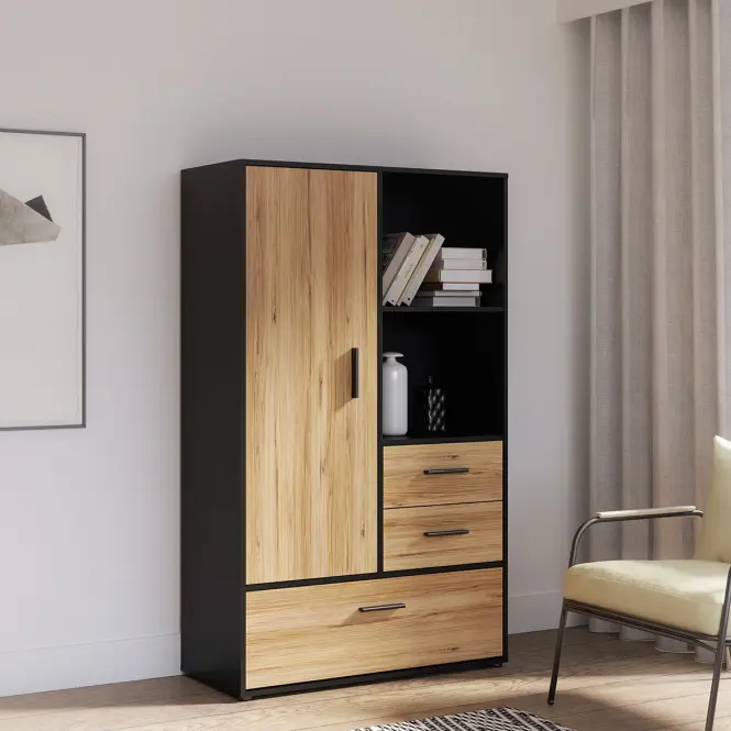 Regál Mokkaro čierna/dub catania