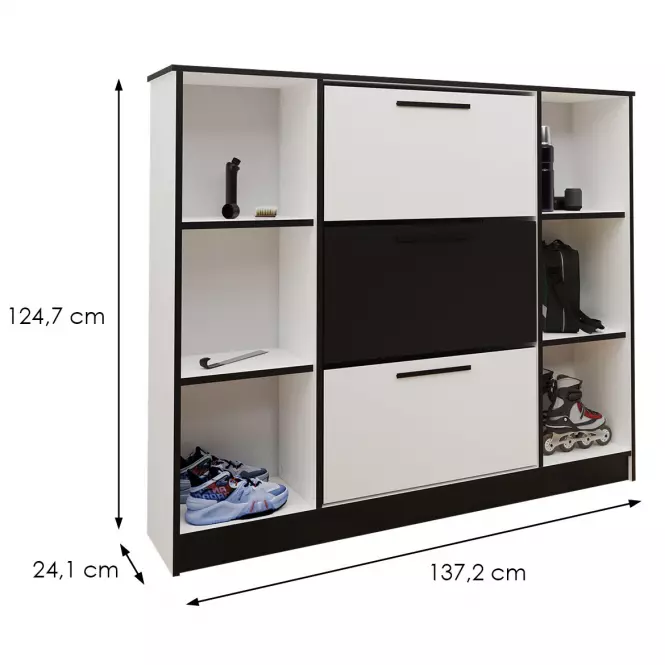 Skrinka na topánky SZNB02 biela+čierna,3