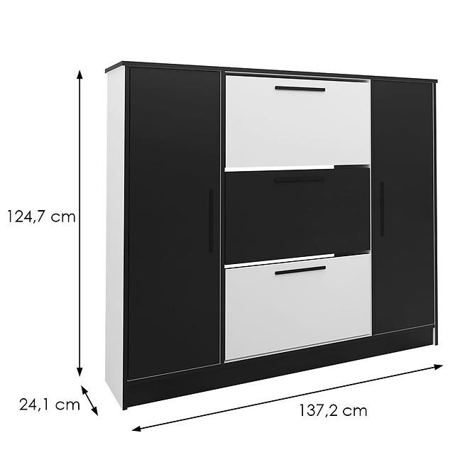 Skrinka na topánky SZNB02D biela+čierna