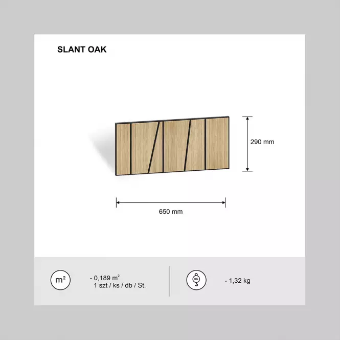 Panel frézovaný Slant dub 65x29 cm MDF