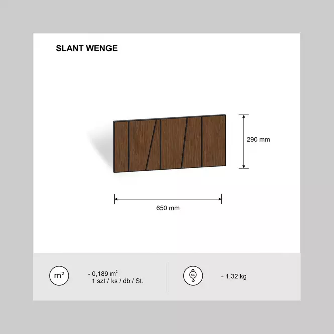 Panel frézovaný Slant wenge 65x29 cm MDF