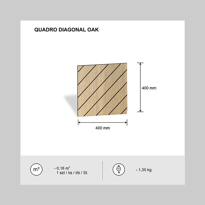 Panel frézovaný Quadro Diagonal dub 40x40 cm MDF