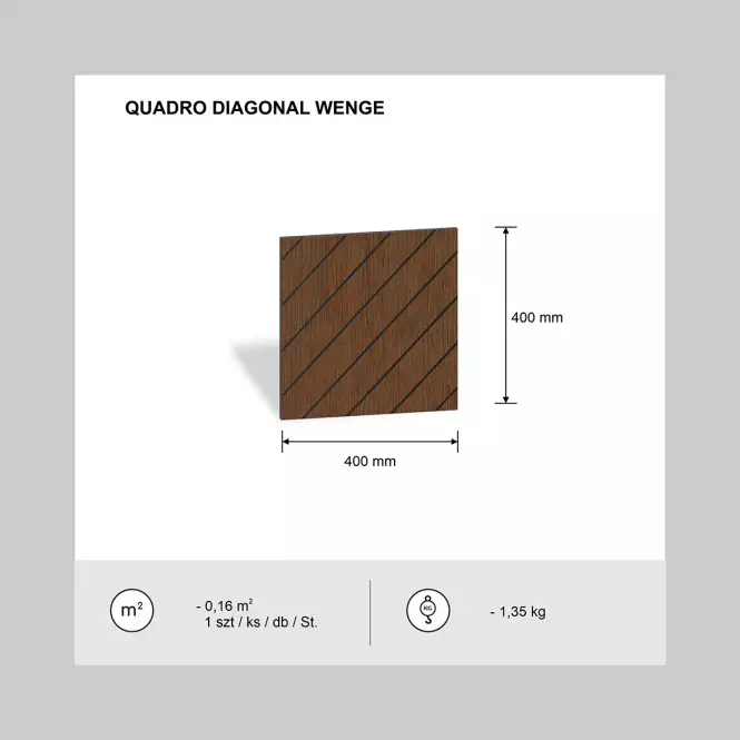 Panel frézovaný Quadro Diagonal wenge 40x40 cm MDF