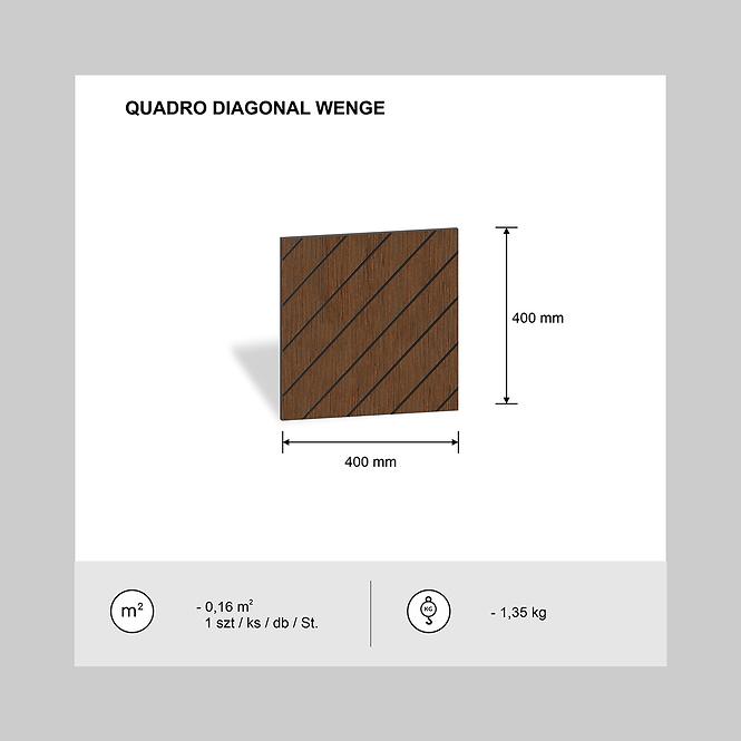 Panel frézovaný Quadro Diagonal wenge 40x40 cm MDF