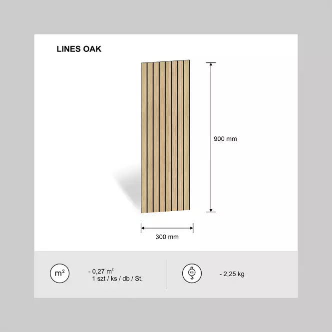 Panel frézovaný Lines dub 90x30 cm MDF