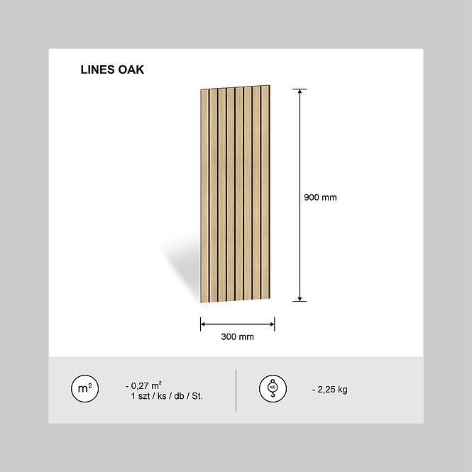 Panel frézovaný Lines dub 90x30 cm MDF