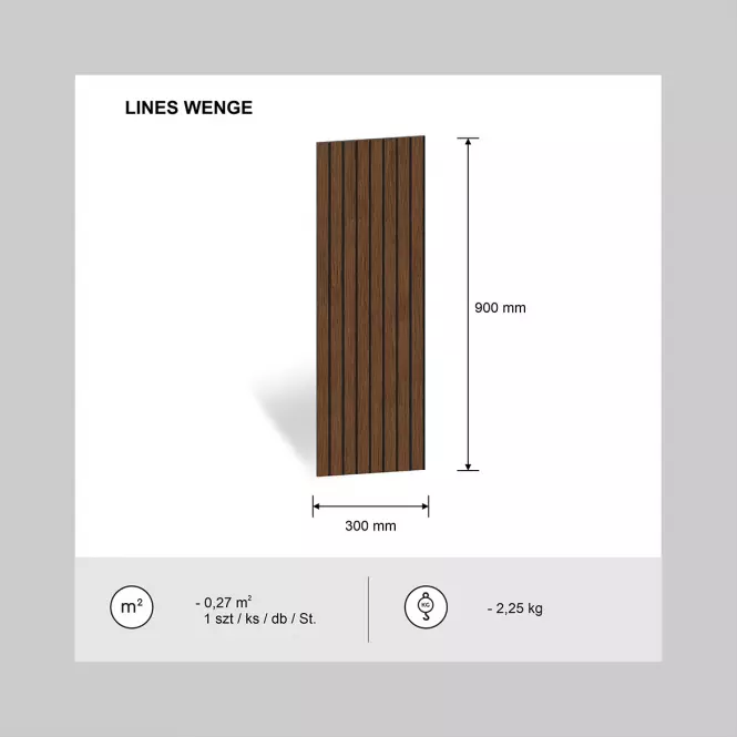 Panel frézovaný Lines wenge 90x30 cm MDF