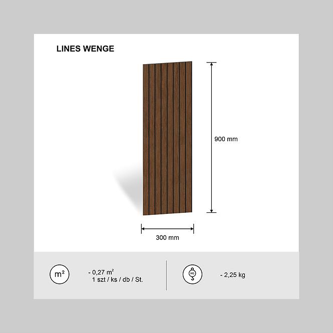 Panel frézovaný Lines wenge 90x30 cm MDF