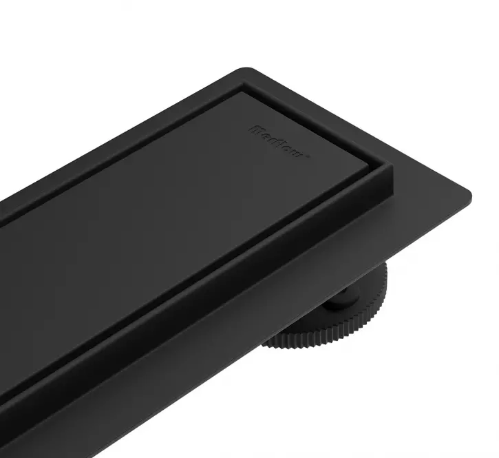 Lineárny odtok pod dlažbu + plne otočné čierna mat 1200,2