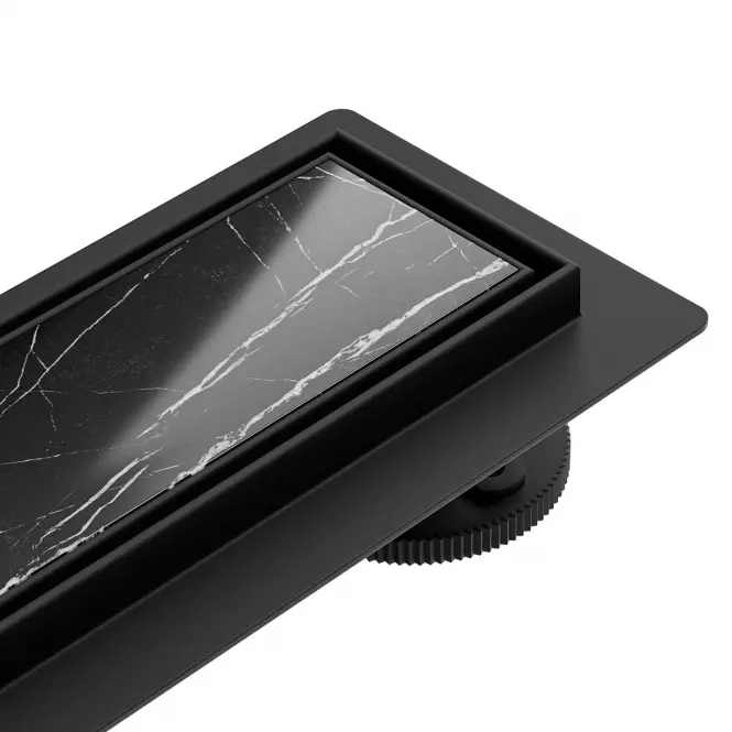 Lineárny odtok pod dlažbu + plne otočné čierna mat 1200,6