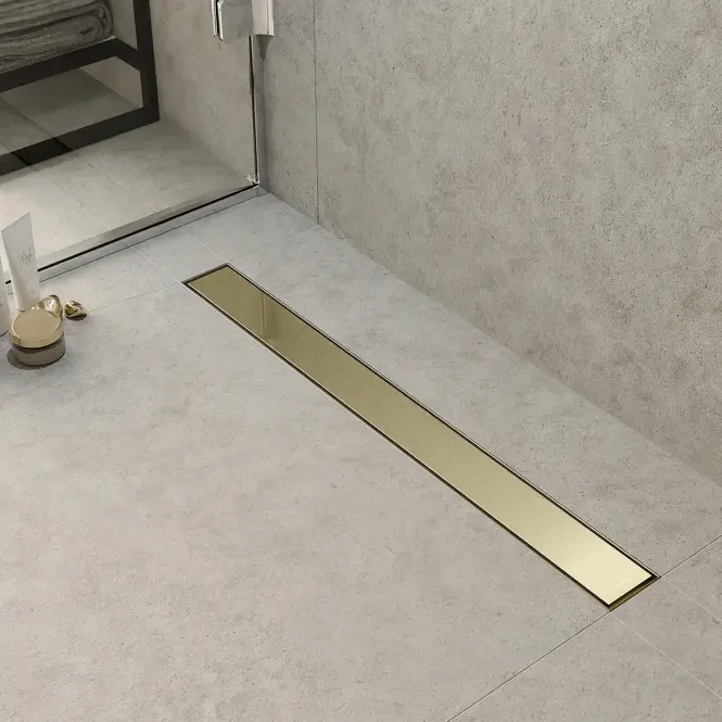 Lineárny odtok pod dlažbu + plne otočné zlatá kartáčovaný 900,4