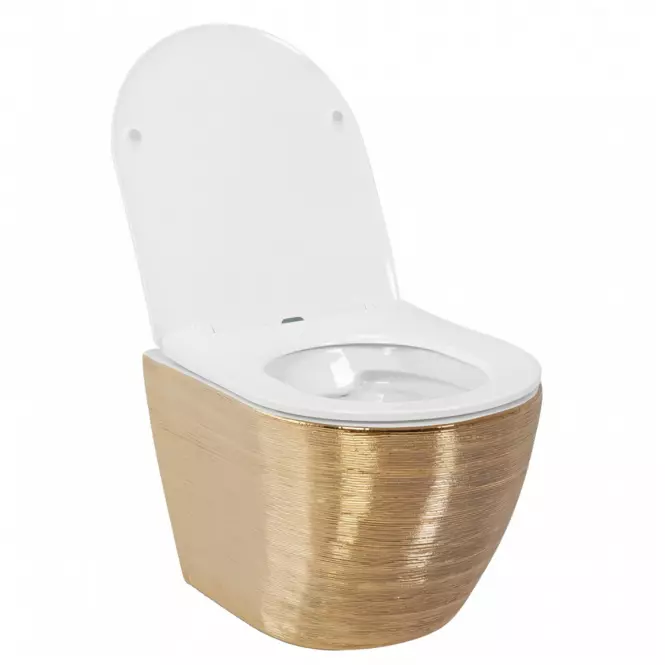 Závesná WC misa Carlo Mini Rimless Gold Brush/White,2