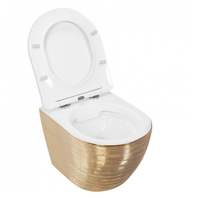 Závesná WC misa Carlo Mini Rimless Gold Brush/White