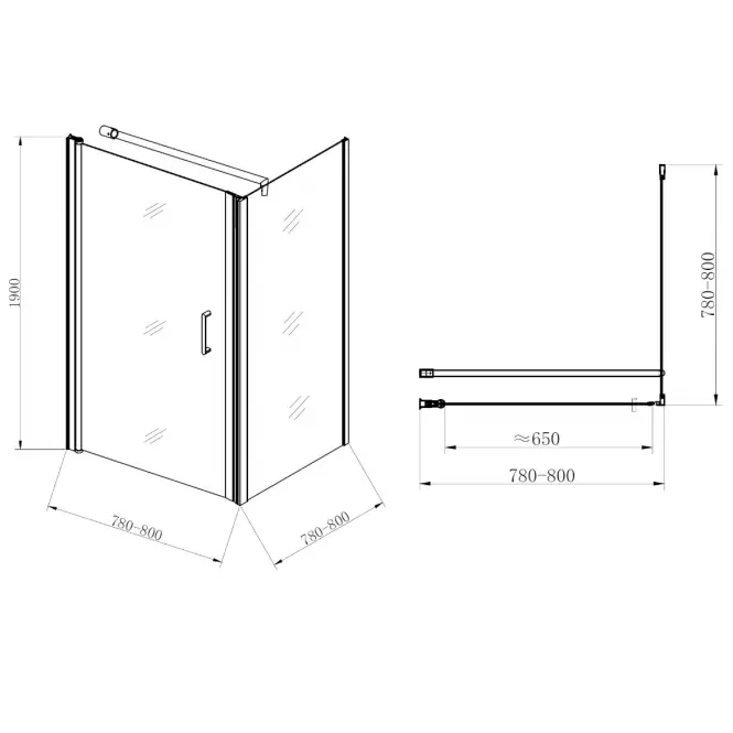Sprchový kút Atena 80x80x190 chróm