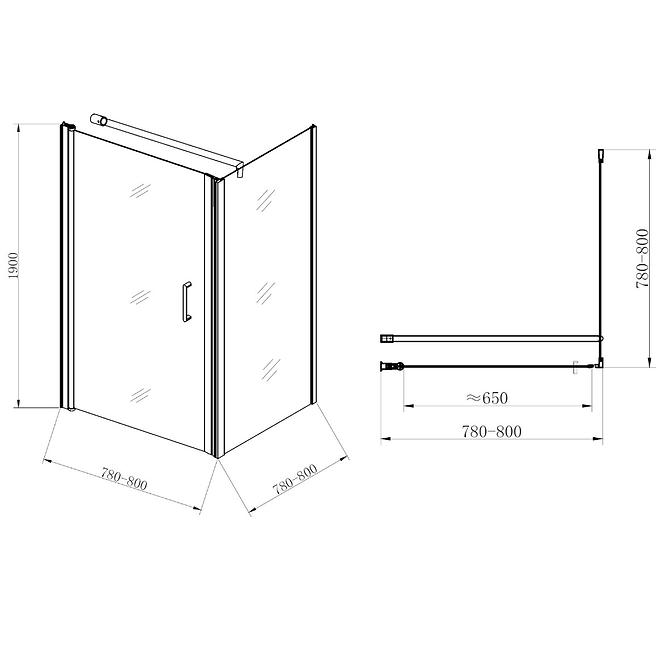 Sprchový kút Atena 80x80x190 chróm