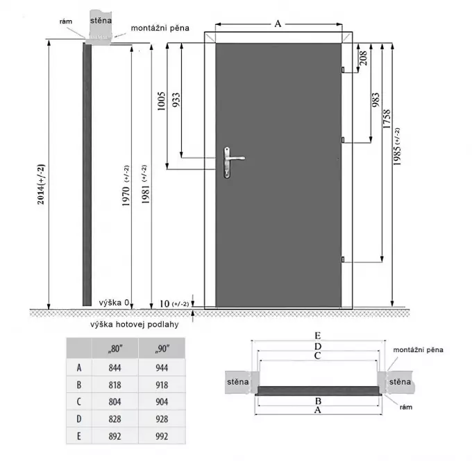 Dvere vchodové kleopatra 80P tmavý colum 363 WZM HZ+P,2