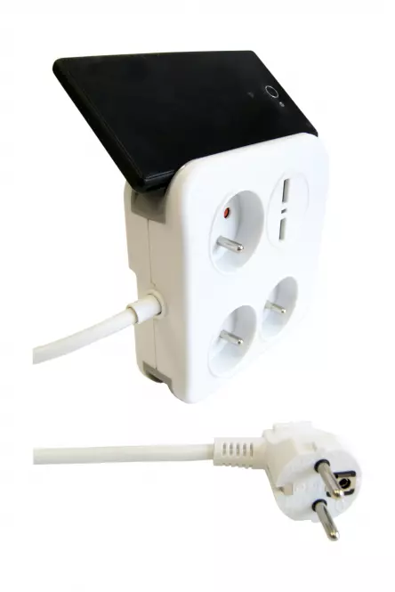Predlžovací kábel  Power Square 3-GN + 2USB 34105 1,4M,3