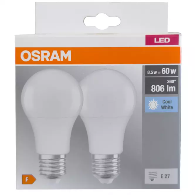 Žiarovka LED OSRAM A60 E27 8,5W 4000K 2PAK,2