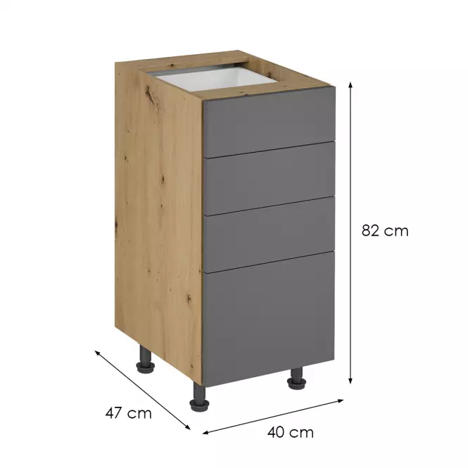 Skrinka do kuchyne Langen d40s4 push grey