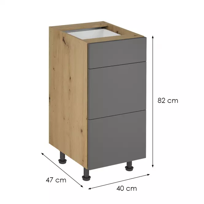 Skrinka do kuchyne Langen d40s3 push grey