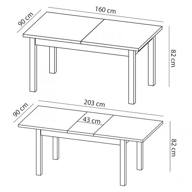 Rozkladací stôl Kora ST 160/203x90cm Samoa king