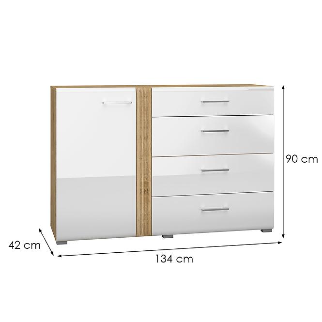 Komoda Adagio 04 dub castello/biela lesk,2
