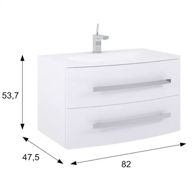 Kúpeľňová skrinka pod umývadlo Perla White 80 2S biela,2