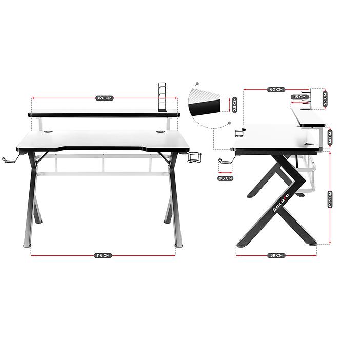 Písací stôl pre hráča HZ-Hero 5.0 white,12