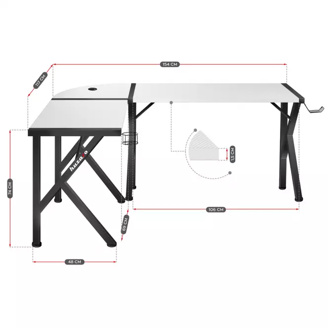 Písací stôl pre hráča HZ-Hero 6.3 white,17