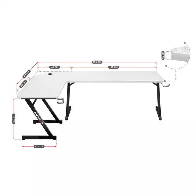 Písací stôl pre hráča HZ-Hero 7.0 white