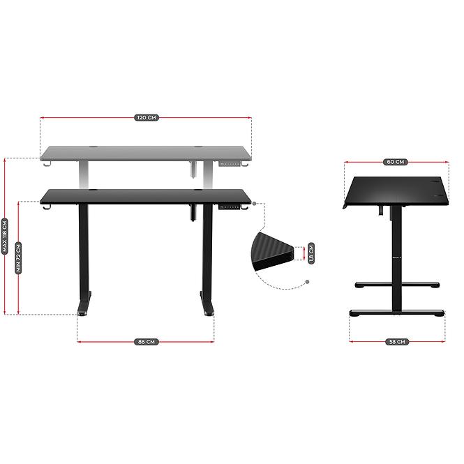 Písací stolík s elektrickým regulovaním výšky HZ-Hero 8.2 black