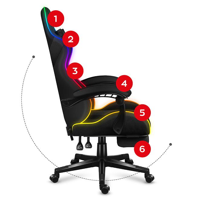 Otočné kreslo pre hráča HZ-Force 4.7 RGB Mesh