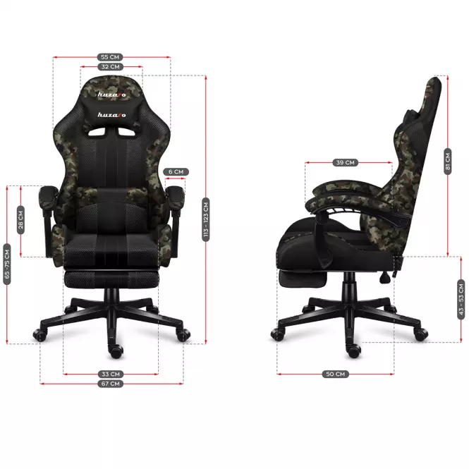 Otočné kreslo pre hráča HZ-Force 4.7 Camo Mesh