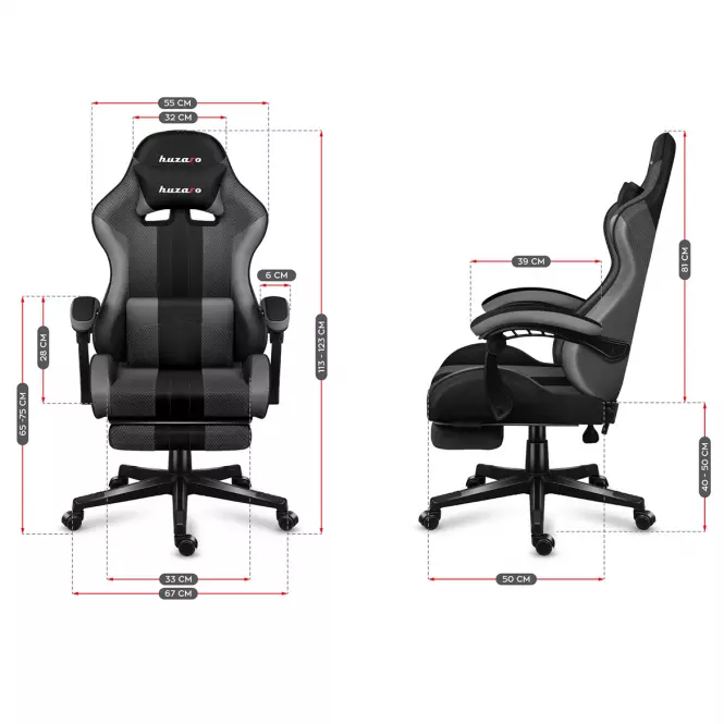 Otočné kreslo pre hráča HZ-Force 4.7 Grey Mesh