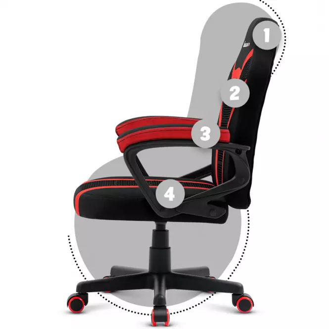 Otočné kreslo pre hráča HZ-Ranger 1.0 red mesh