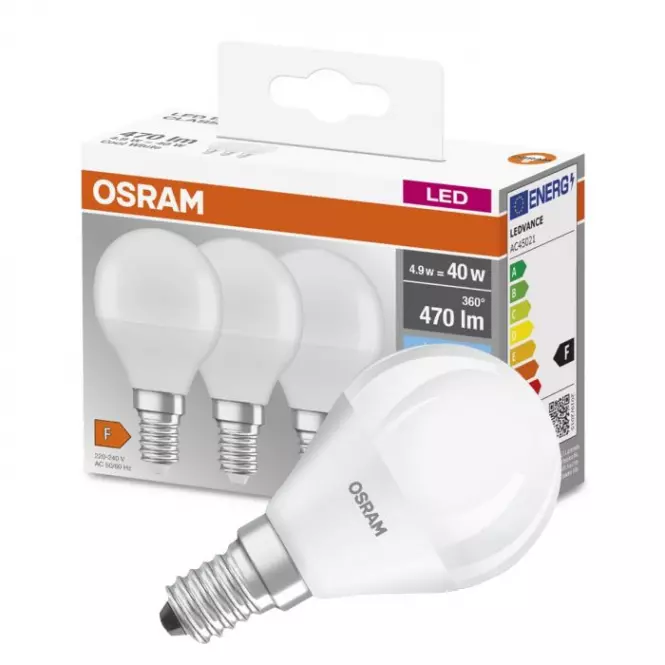 Žiarovka LED OSRAM P40 E14 5W 4000K 3PAK,2