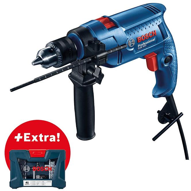 Príklepová vŕtačka Bosch Professional GSB 550 + 41 príslušenstva,2