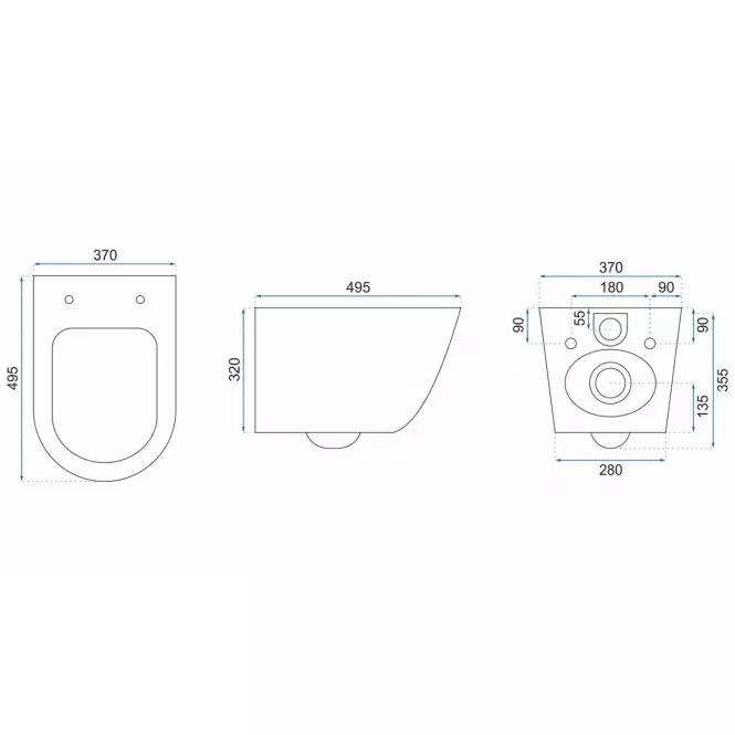 Závesná misa Carlo Mini Rimless žula mat