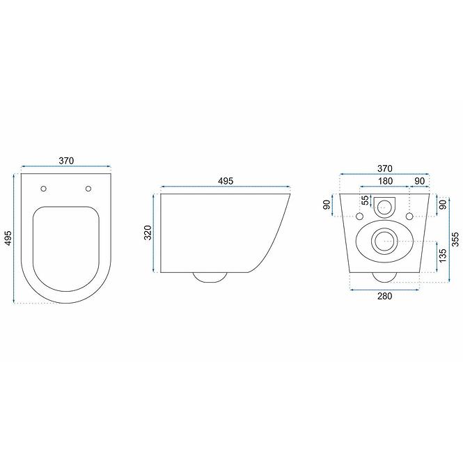 Závesná misa Carlo Mini Rimless žula mat,6