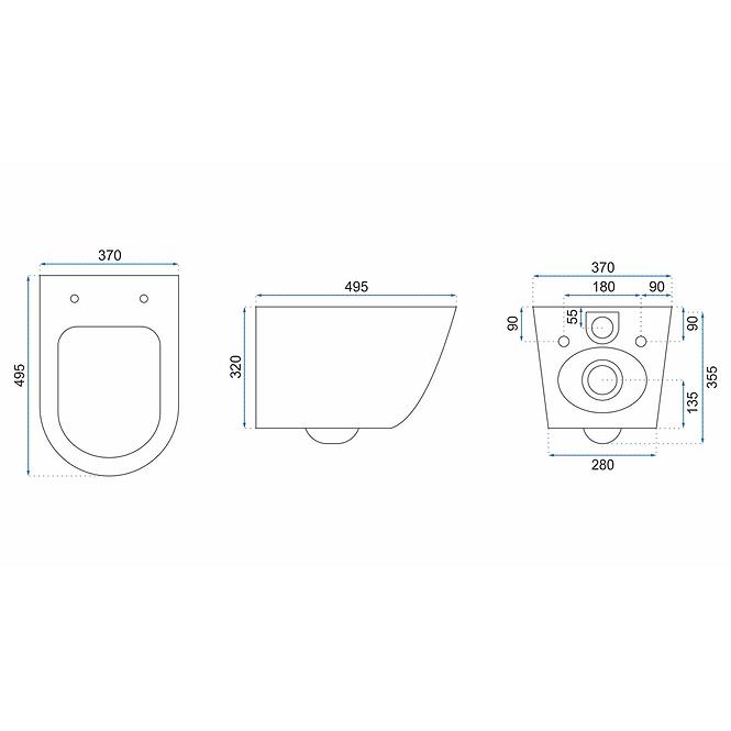 Závesná misa Carlo Mini Rimless žula shiny,7