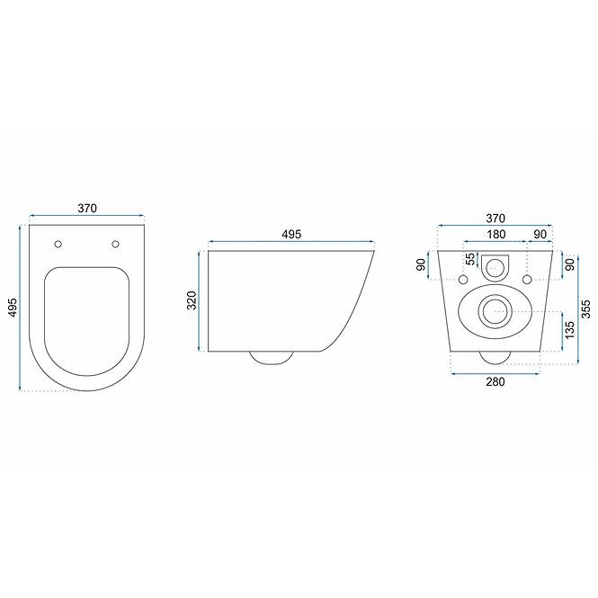 Závesná misa Carlo Mini Rimless žula lava mat