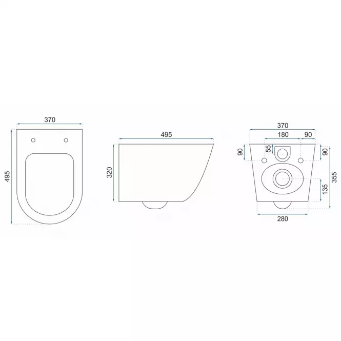 Závesná misa Carlo Mini Rimless white/black