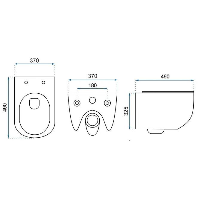 Závesná misa Carter Rimless duroplast,4