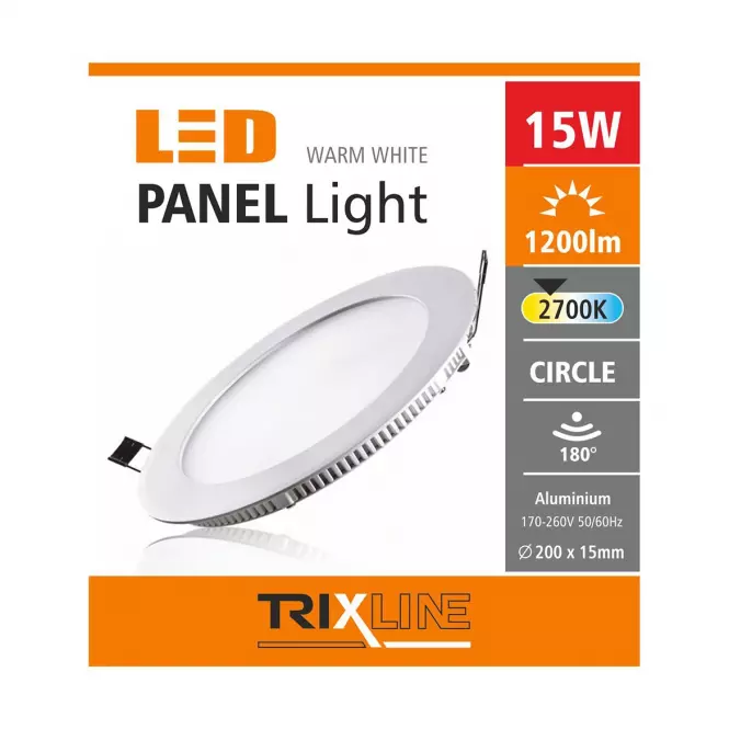 Panel LED 15W 2700K WW TR kulaty,3